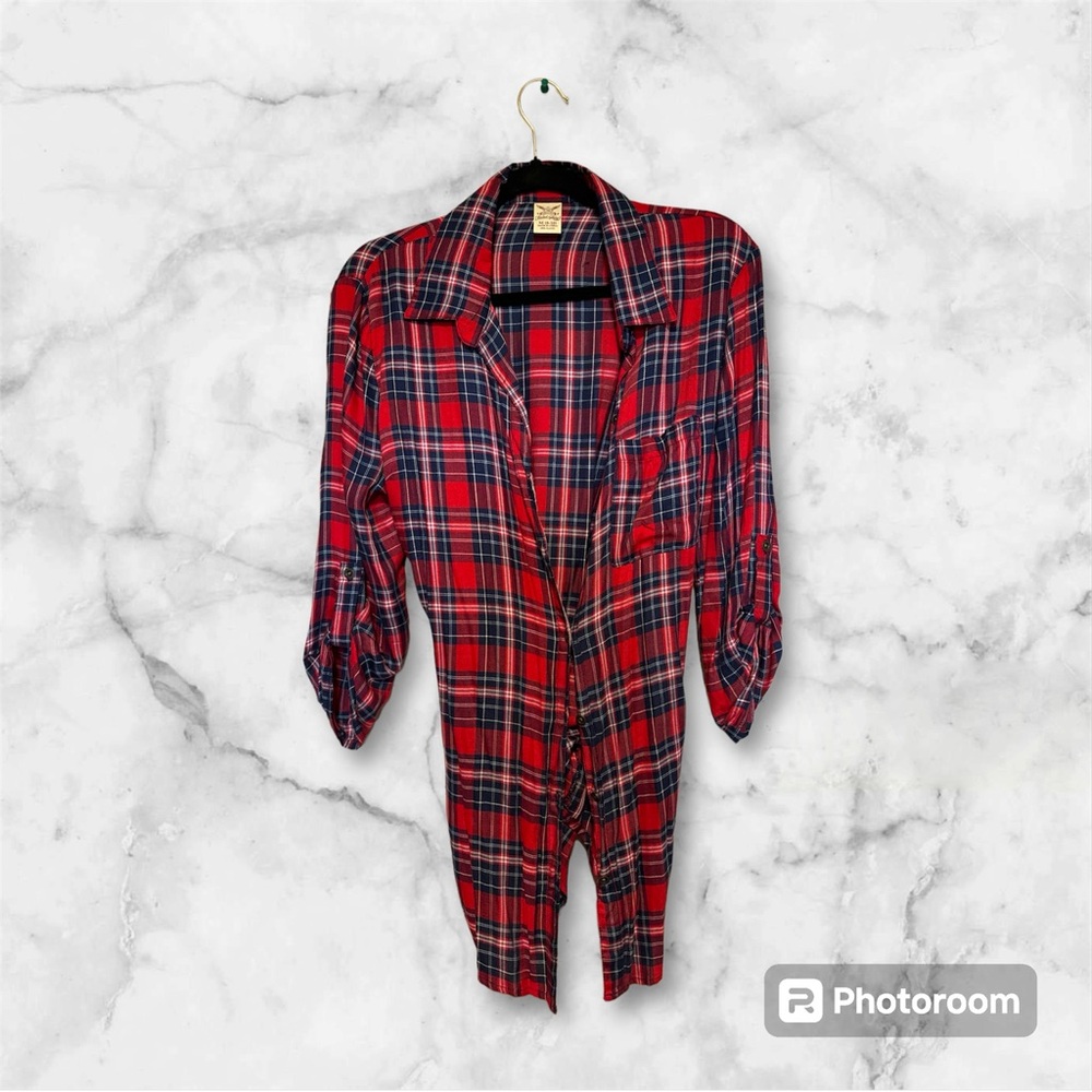 Red flannel shirt/dress with matching belt